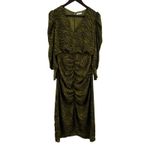 Anthropologie Moon River Tiger Animal Stripe Ruched Green Midi Size M Estimated Photo 3