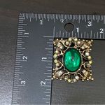 Vintage Unsigned Green Cabochon Gripoix AB Crystal Rhinestone Brooch Photo 5