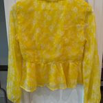 Abercrombie & Fitch  Yellow Floral Sheer Tie Front Blouse – Size S Photo 4