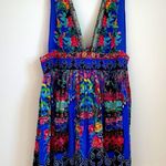 Camilla Blue floral Pretty Procession V neck silk mini dress L Photo 6