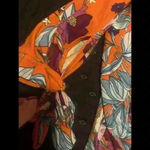 Free People  Orange Blouse Medium Flowy Top Festival Floral Photo 3