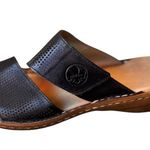 Rieker Leather Slide Sandals Black Comfort Slip Photo 0