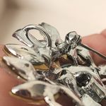 Large Statement Silver Iridescent Crystal Stones Brooch Pin Photo 5