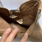 Donald Pliner  Women's Greco Tan Leather Peep Toe Stacked Block Heel Booties 10M Photo 8