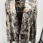 Calvin Klein Women’s Flower Print Open Blazer Decorative Buttons Size 14 Photo 0