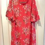 Loft Meadow Bouquet Spring Poppy Ruffled Sleeve Floral Dress Red Size Small Photo 1