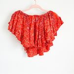 Angie Red orange Floral Off the shoulder Boho Crop Top sz small Photo 4