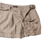 Ann Taylor  Striped Paperbag Waist Shorts Size 8 Belted Pleated Casual Tan White Photo 0