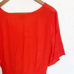 Skies Are Blue  Red Orange Colorblock Tie Front Short Sleeve V Neck Mini Dress Photo 10