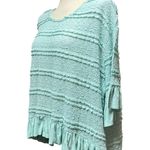 Umgee USA Oversized Lace Ruffle Top Teal Small Photo 1