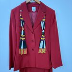 Anne Klein Elegant Red Skirt Suit with Scarf size 12 Photo 2