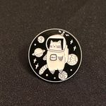 Space Kitty Enamel Pin/Magnet | Going where no cat has gone before Black Photo 0