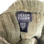 Eileen Fisher Vintage Textured Linen Cropped Pants Olive Green Size Medium Photo 4