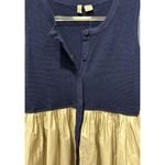 Anthropologie  MOTH‎ Darcy Peplum Navy / Tan Knit Cotton Sleeveless Vest Sz Small Photo 4