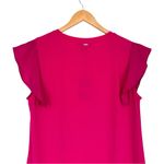 DKNY Hot Pink Flutter Cap Sleeve T Shirt size Medium NWT Crew Neck Photo 4