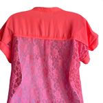 Umgee Women Top S Neon Orange Mixed Media Lace Girly Cottage Festival Vibrant Photo 3