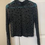 Wild Fable Black Mesh Long Sleeve Star Top Photo 0