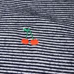 Sundry Soft Navy White Striped with Embroidered Cherries Long Sleeve Top Size 1 Photo 5