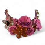 Bold Floral Statement Necklace – Pink Flowers with Beads – Chunky Photo 1