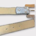 Silver Leather Rodeo Embellished Belt with Snakeskin Pattern and Silver Buckle Photo 4