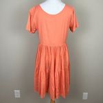Fads Dress‎ Medium Orange Crinkle Embroidered Short Sleeve A Photo 6
