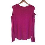 EXPRESS  Burgundy Tie Sleeve Sweater Top Cold Shoulder Pink Purple Size Small New Photo 2