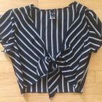 Windsor Tie Front Black Stripe Top Photo 0