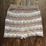 Princess Polly Leah Crochet Shorts Brown and White Stripes Size 8 Photo 1