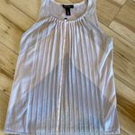 White House | Black Market Sz S White/Gold/Silver Sleeveless Pleated Knit Blouse Photo 3