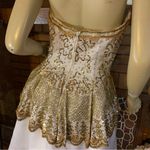 VINTAGE 1990'S FABRICE SILHOUETTE WHITE & GOLD STRAPLESS SILK SEQUIN DRESS (8) Photo 8