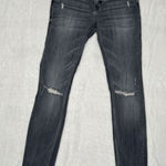 ZARA Super Skinny Jeans Low Rise Size 4 Gray Distressed Premium Denim Collection Photo 0