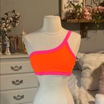 Neon Orange Pink Trim One Shoulder Bikini Top Size undefined Photo 2