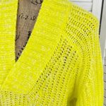 Anthropologie  Honore Open Weave Wool Blend Sweater Yellow Small Slouchy V Neck Photo 6