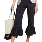 Matilda Jane NWT Aubrey Black Big Ruffles Cropped Pull On Knit Pants, XS Photo 0