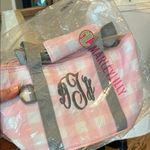MarleyLilly Personalized Small Cooler Lunch Bag Pink Checked DHT Monogram Photo 2