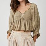 Free People  Women’s Brittnee Printed Crop Top Tropical Nut Sz Medium New Photo 0