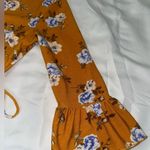 Altar'd State Altar’d State Mustard Yellow Floral Faux Wrap Midi Dress size small Photo 4