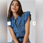 Anthropologie  Pilcro Ruffle Button Down Denim Blouse Sz Small EUC Photo 2