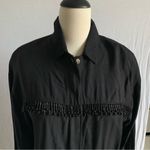 Vintage 80’s Black Beaded fringe Western Button Long Sleeve Shirt Size S… Photo 3