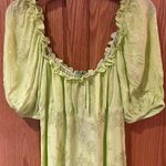 Motel Rocks Motel Mentari Puff Sleeve A-Line Satin Rose Lime Green Mini Dress Size XS Photo 1