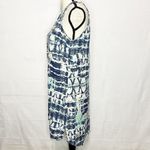 Nicole Miller  100% Linen Halter Sleeveless Tie-Dye Blue Aqua Short XS Dress Photo 3
