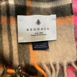 Begg & Co Scarf Plaid Lambswool Angora‎ 13"x68" Fringe Tan Pink Photo 3