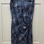 Nic+Zoe Sleeveless Gathered Waist Blue Watercolor Print Dress - Size Medium Photo 0