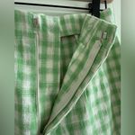 ZARA  Women’s Green and White Gingham Plaid Wide Leg Pants Size Medium Photo 2