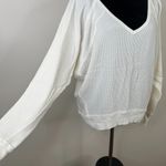 Free People  Santa Clara Waffle Knit Thermal Long Sleeve Top in Alabaster White Photo 3