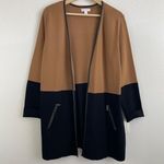 Charter Club Camel Brown Black Colorblock Thick Knit Open Drape Cardigan NEW Photo 0