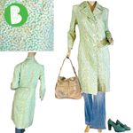 EXPRESS COTTON GREEN & BLUE FLORAL PRINT TRENCH JACKET (M) Photo 1