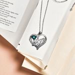 I Love You Mom Green Cz Heart Sterling Silver Necklace Photo 1