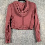 We The Free Womens Sz XS You Asked For It Moto Jacket Knit Hooded Cropped Red Photo 7