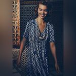 Anthropologie  HD In Paris Archipelago blue diamond geometric print dress. Photo 1